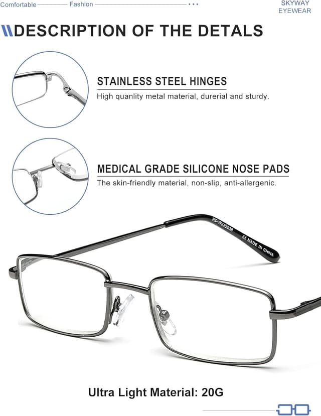 Detalle 2 de SKYWAY Mens Reading Glasses blue light