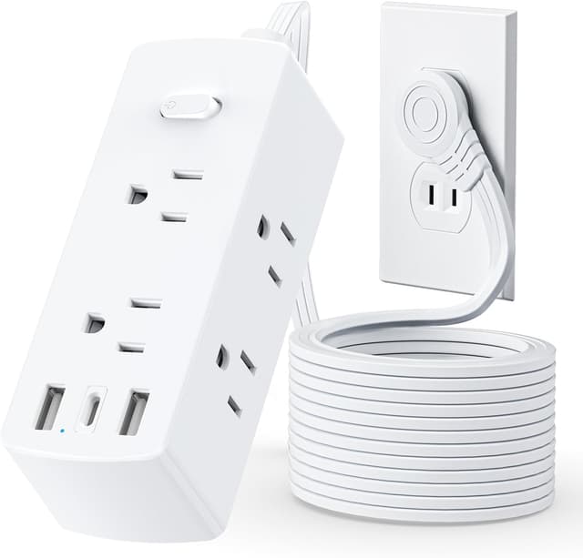 Detalle de Olcorife 5 ft Power Strip 6-Outlet 2000J Surge Protector ๐