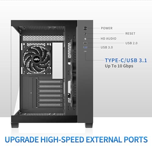 Detalle 2 de MUSETEX Caja PC ATX con Ventiladores y Cristal Templado 🖥