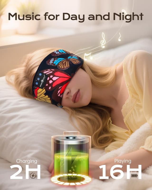Detalle de MUSICOZY Bluetooth-Schlafkopfhörer für Seitenschläfer – Schlafband mit flachen Lautsprechern