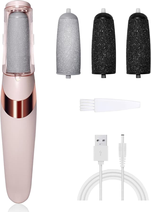 Detalle de UQQU Electric Foot File (4in1) – Rechargeable Callus Remover Pedicure Kit, Pink