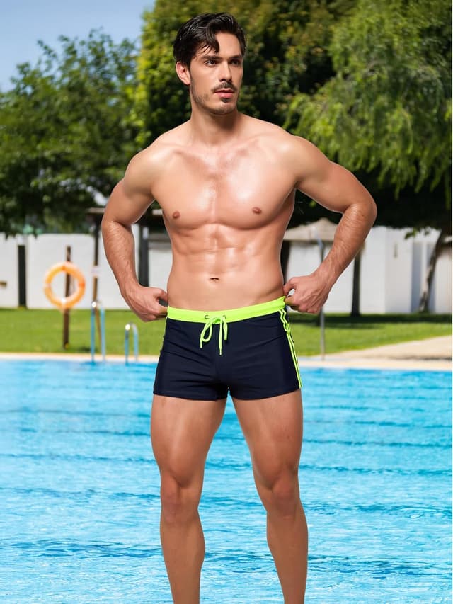 Detalle de Arcweg Herren-Badehose Eng Kurz mit Tunnelzug – schnelltrocknende Badeshorts für Schwimmen & Wassersport