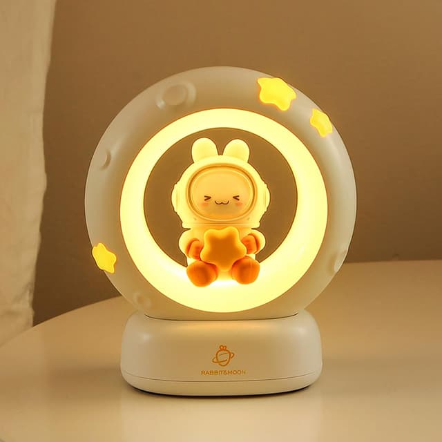 Detalle de Wetry Kids Night Light Moon Lamp (Rabbit design) – battery operated, touch-dimmable portable bedside lamp