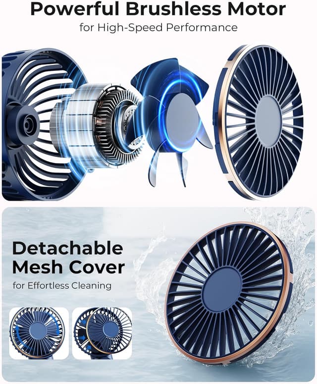 Detalle de TUNISE Handheld Fan (4000mAh) with LED display, 6 speeds and 180° adjustment