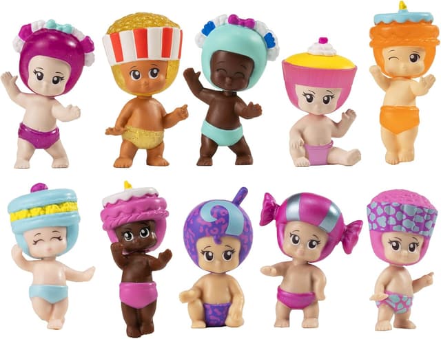 Detalle 2 de BANDAI Bibi Chibis Pack 5 Figuras Muñecas Bebés 🎀