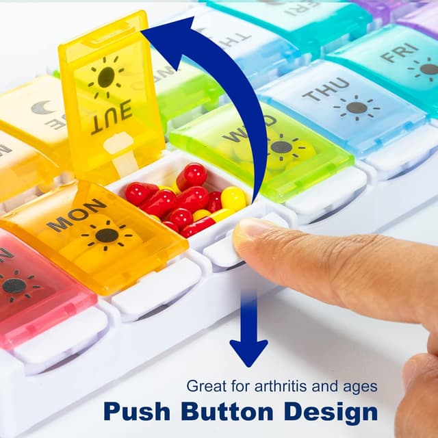 Thumbnail 2 de 7 Day Pill Organiser 2‑Times Daily, 14‑Slot Pill Box 💊