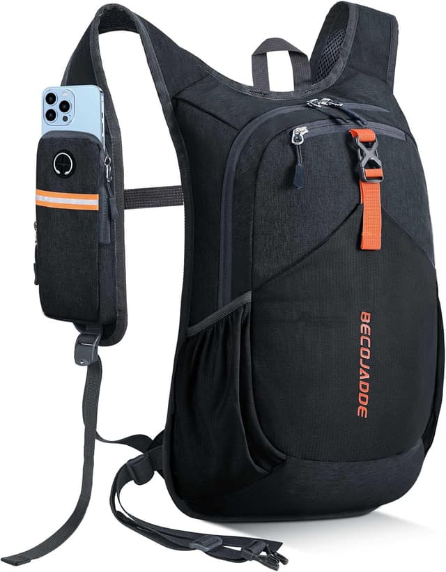 Detalle de BECOJADDE 18L Wanderrucksack faltbar – leichter Daypack mit Handytasche und Diebstahlfach, schwarz