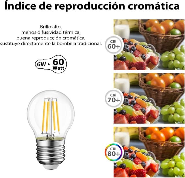 Thumbnail 5 de LVWIT G45 Bombillas LED Filamento E27 6u 5,5W 806lm 2700K