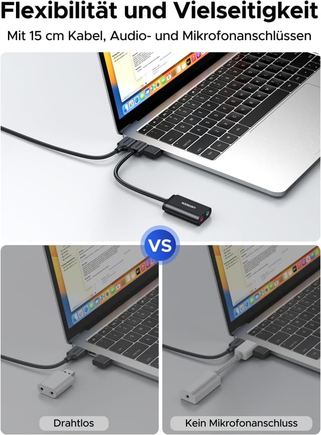 Thumbnail 4 de UGREEN Externe USB Soundkarte Klinke Adapter Schwarz