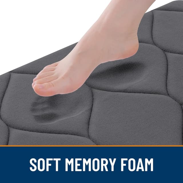 Detalle 2 de Smiry Memory Foam Bath Mat 59''x24'' in Dark Grey — ultra-soft, non-slip, quick-drying bathroom rug