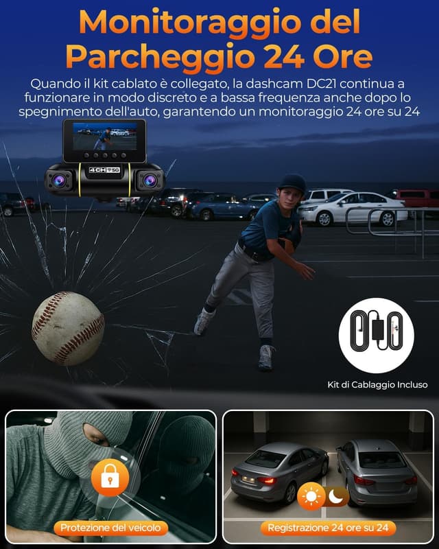 Thumbnail 4 de Volam 360° 4 Canali Dash Cam Auto 1080P