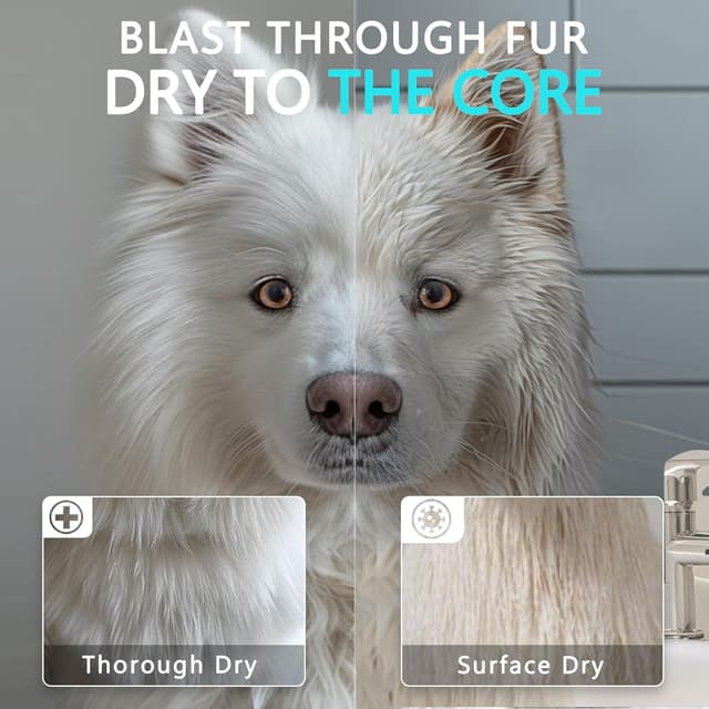 Detalle de Blanlody Dog Hair Dryer Blaster 3800W Pet Grooming Hair Dryer with 4 Nozzles