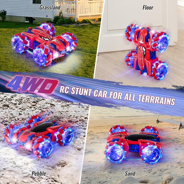 Detalle 2 de AISAMLIN Spider 4WD 2.4Ghz RC Remote Control Car with 360° Double-Sided Rotation (Rechargeable)