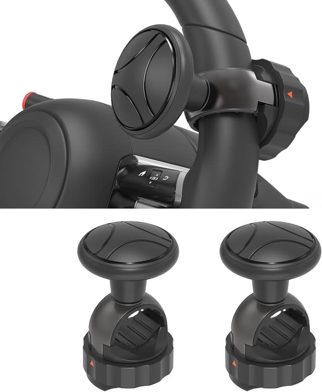 Detalle de Tool-Free Steering Wheel Knob (Suicide Knob) for 3.45–4.9" Wheels, Metal Bearing Spinner, Black 2-Pack