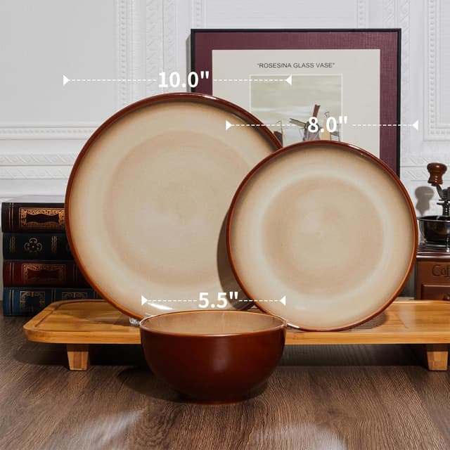 Thumbnail 6 de Pokini 24-Piece Stoneware Dinnerware Set for 8 (Plates & Cereal Bowls)