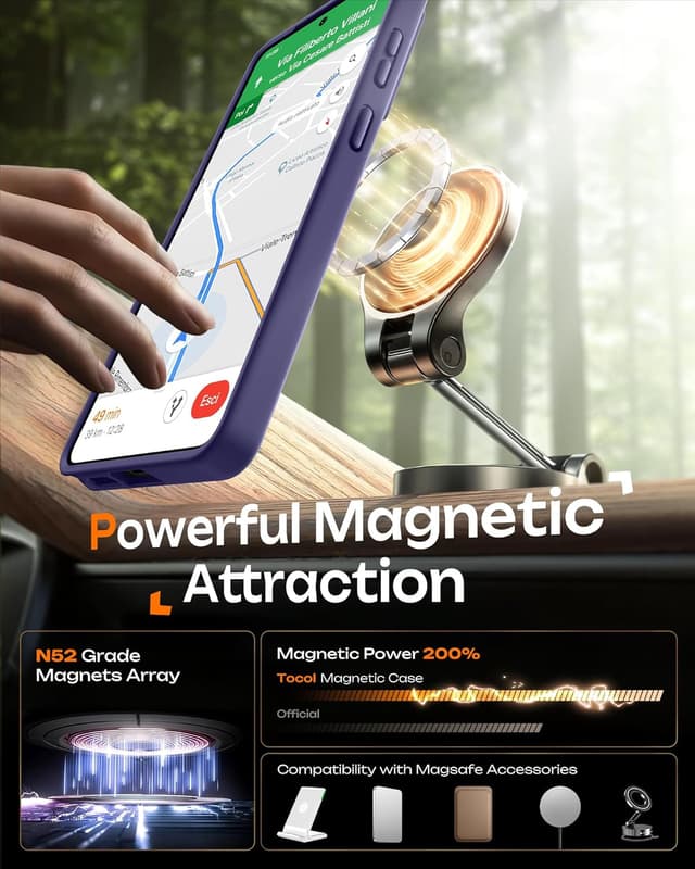 Detalle de TOCOL Magnetic Case for Samsung Galaxy S26 Ultra (6.9-inch) with MagSafe fit, built-in magnetic ring and slim 1.27 mm profile