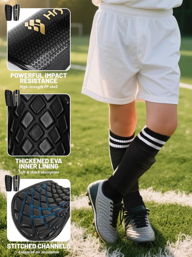 Detalle de Hryrbay Kids Soccer Shin Guards for Toddlers (Age 3–16) with Sleeves and Socks