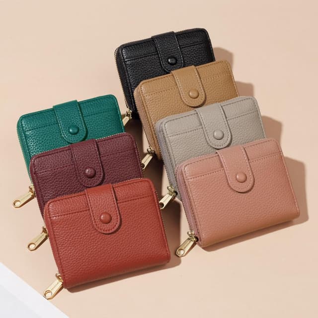 Detalle 2 de ANYWN Geldbörse Damen klein aus weichem Leder Portemonnaie schwarz 👛