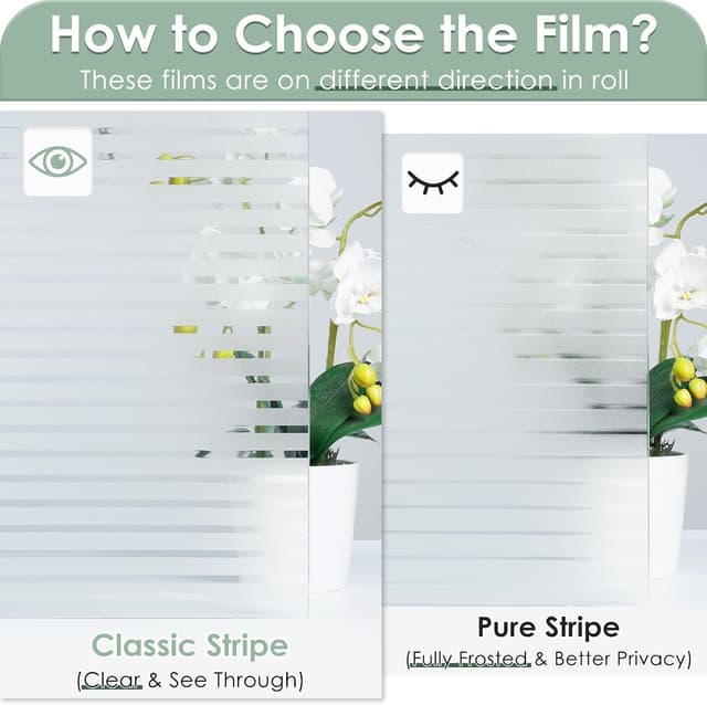 Thumbnail 2 de Rabbitgoo Window Film Frosted Stripe Pattern Privacy Film 90x200 cm