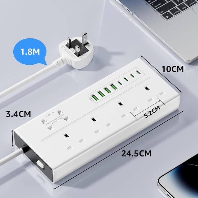 Thumbnail 5 de VoltFlow 4‑Way USB Extension Lead 1.8m