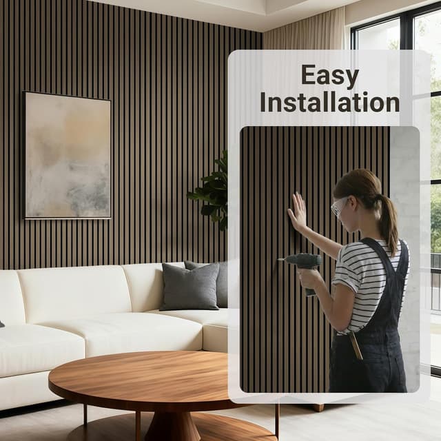 Detalle 2 de AKK-Star Acoustic Panels Folding Panel Set (Smoked Oak) – 3D wooden wall panels for studios and home cinema