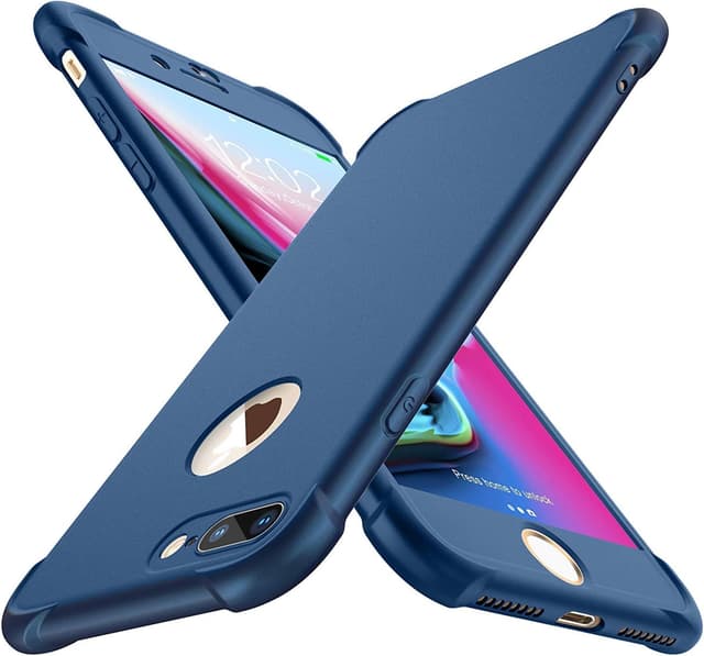 Detalle de ORETECH 360° Stoßfeste Hülle kompatibel mit iPhone 7 Plus / 8 Plus (5,5") inkl. 2× Displayschutzfolie – Blau
