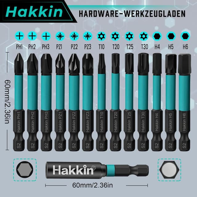 Detalle 2 de Hakkin Torx Bits Set T10 bis T30 15-tlg