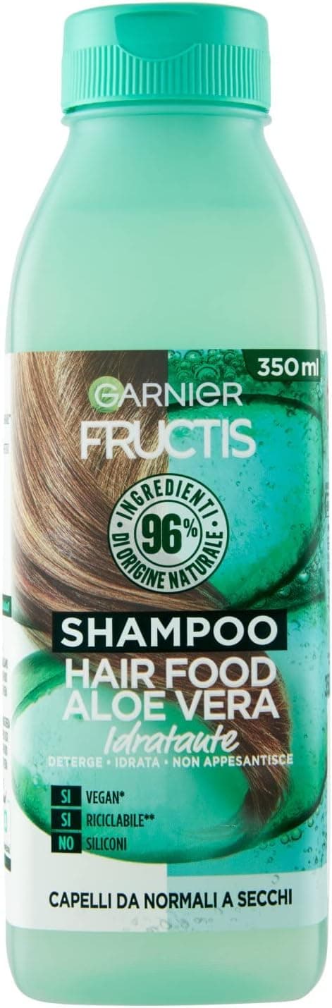 Detalle de Garnier Fructis Hair Food Shampooing hydratant à l’aloe vera pour cheveux déshydratés – 350 ml