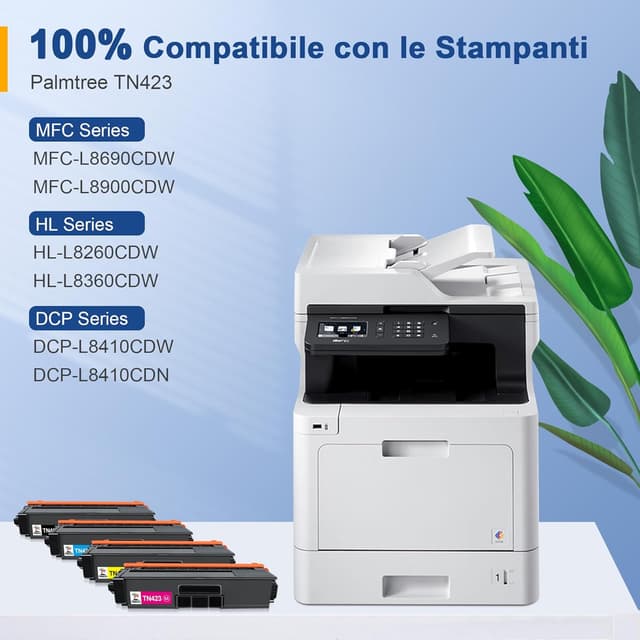 Detalle de Palmtree TN423 set toner compatibile Brother TN-423 (Nero, Ciano, Giallo, Magenta) per MFC/HL/DCP