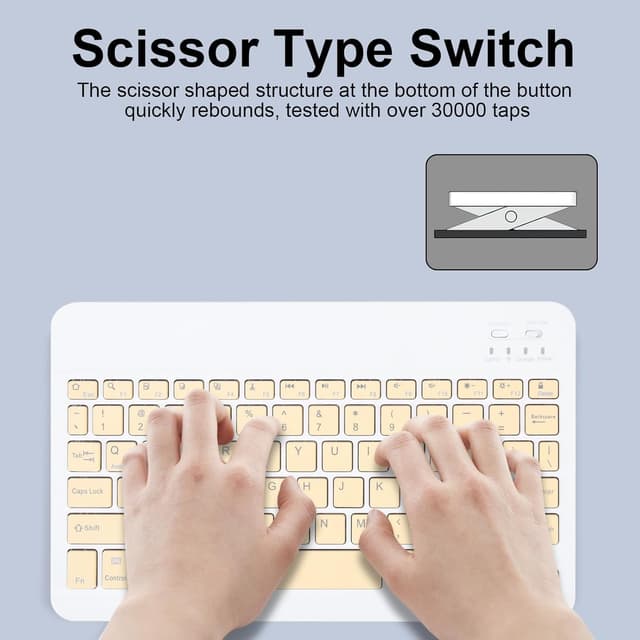 Detalle de Universal Ultra-Slim Rechargeable Wireless Keyboard (Yellow) for iPad, Android Tablets, Windows & iOS