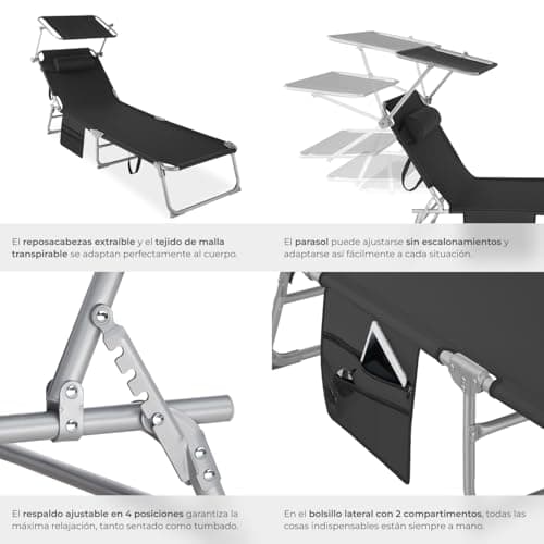 Thumbnail 6 de TecTake® Set de 2 Tumbonas Plegables para Jardín ☂
