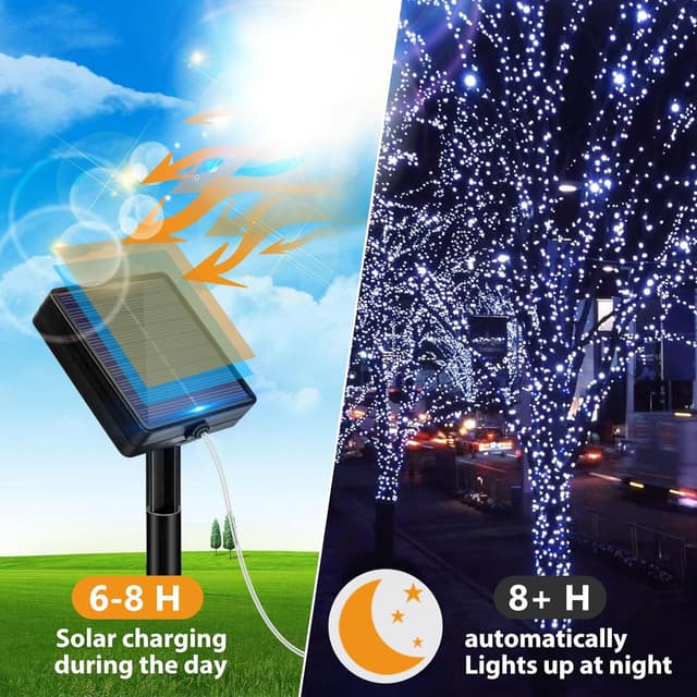 Detalle de Peasur Luci Solari Esterno con 3 pacchi da 12 m, 120 LED e 8 modalità