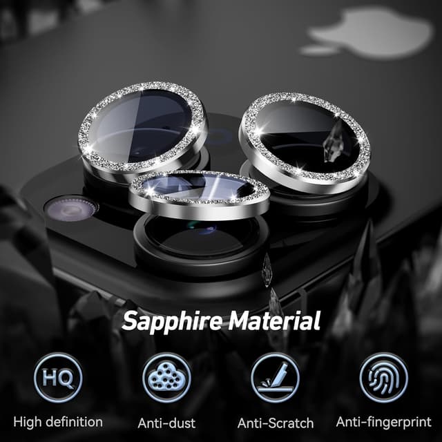 Detalle de Jeluse Camera Lens Protector for iPhone Pro models with 9H tempered glass and alignment kit