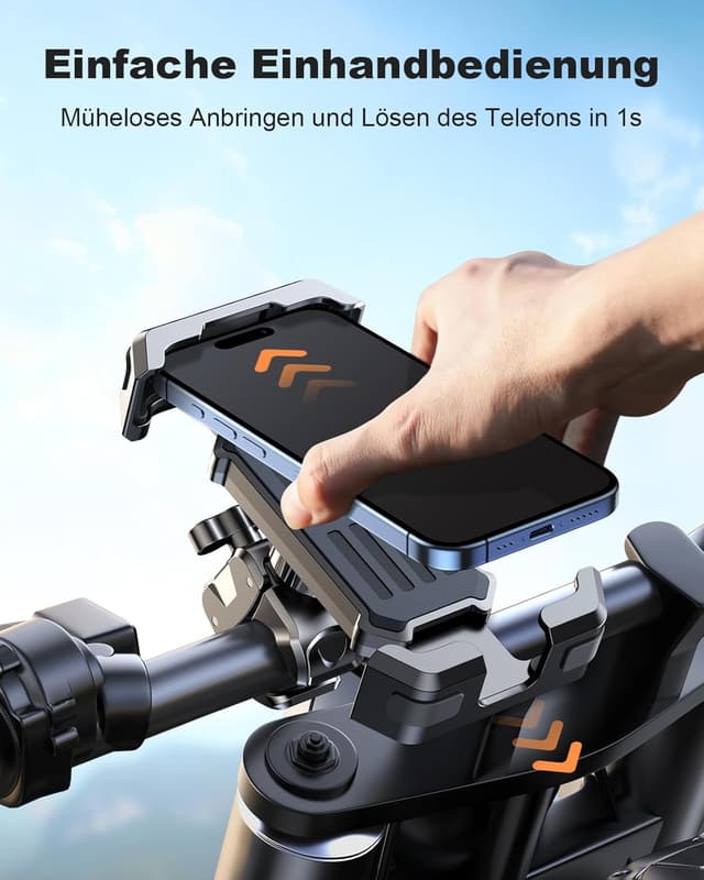 Detalle 2 de CIRYCASE Handyhalterung Fahrrad: 360° drehbar, Anti-Vibration & werkzeuglose Lenkerklemme für 4,7–6,8 Zoll