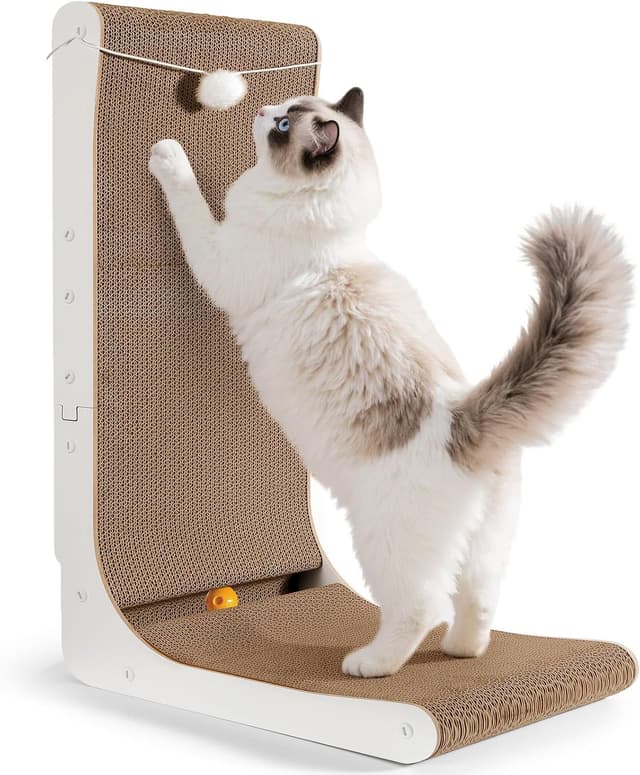 Detalle de Gimars griffoir pour chat en carton en forme de L, 68 cm, à fixer au mur