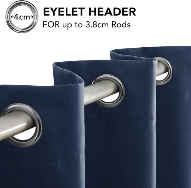 Thumbnail 6 de Deconovo tende oscuranti termoisolanti per camera da letto (2 pezzi) 132x160 cm, blu navy, con occhielli