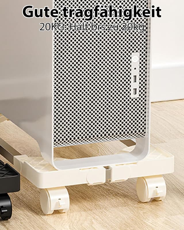 Detalle de BOTEWO Support tour PC sous bureau avec roulettes (blanc) – support CPU mobile réglable