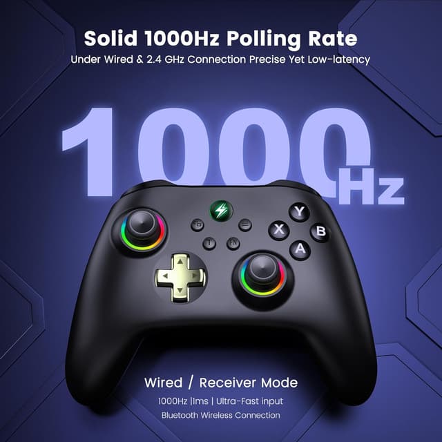 Thumbnail 6 de BEBONCOOL GAMING PC Wireless Controller with Charging Station (1000Hz, RGB, Hall joystick, 1000mAh)