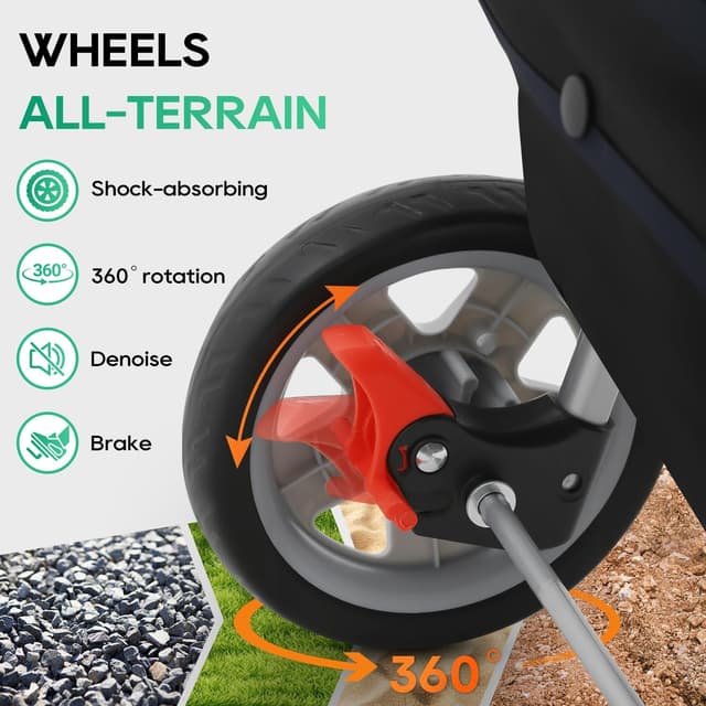 Detalle de BestPet 3-Wheel Pet Stroller (Dog and Cat) with Breathable Mesh, Waterproof Foldable Design, Storage Basket