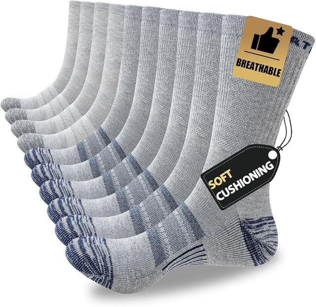 Thumbnail 4 de JOYNÉE 5/10 Pairs Men’s Lightweight Athletic Crew Cushioned Work Boot Socks