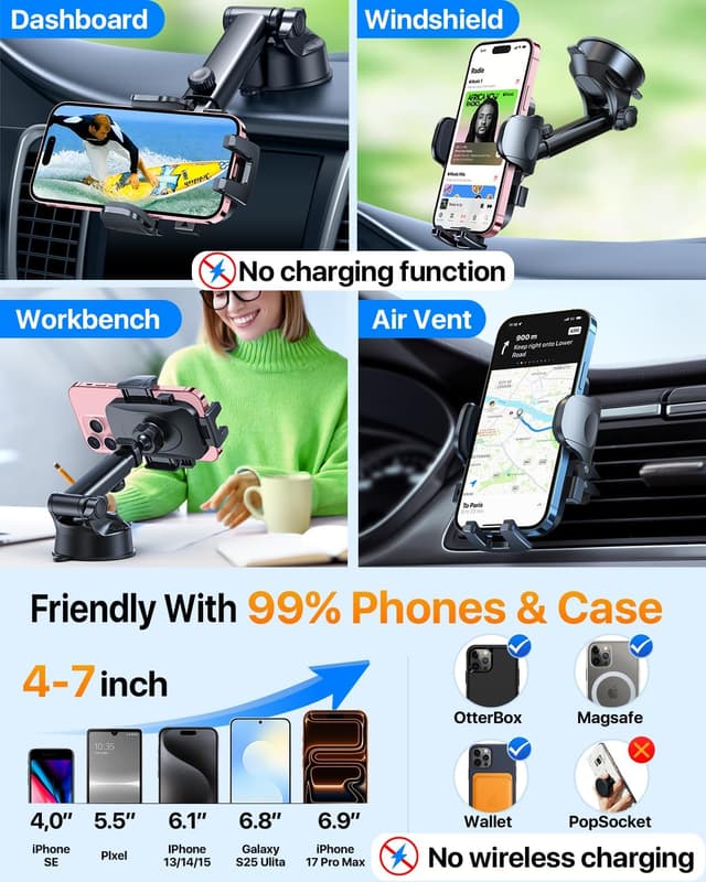Thumbnail 4 de HTU 2026 Upgraded car phone holder for dashboard