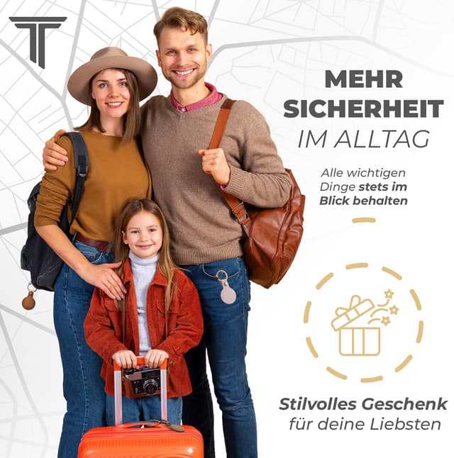 Thumbnail 6 de TinyTag® veganer Leder Schlüsselanhänger für Apple AirTag (Taupe Roségold) – 2er Pack