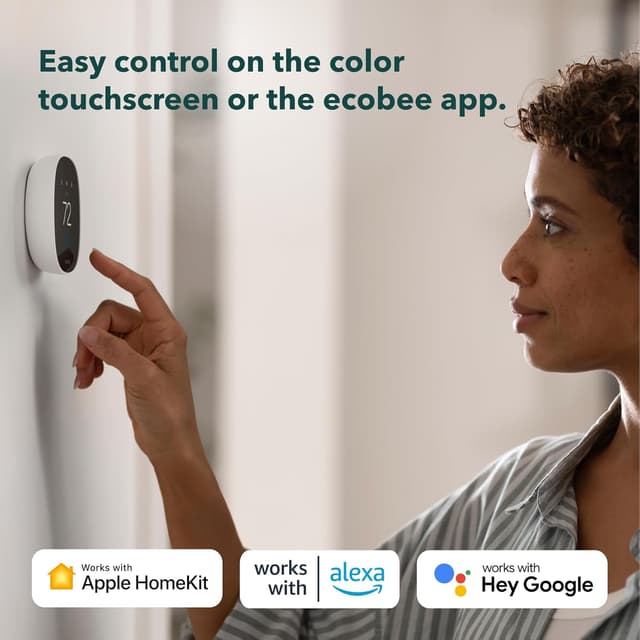 Detalle de ecobee Smart Thermostat Essential (Energy Star) — Programmable Wi‑Fi Thermostat with Alexa, Siri & Google Assistant Support