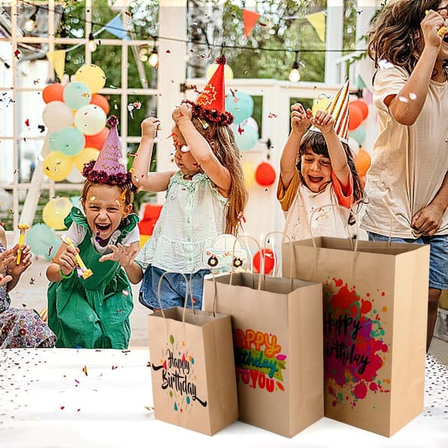 Detalle 2 de 100Stück Kraftpapier Geschenktaschen mit Henkel
