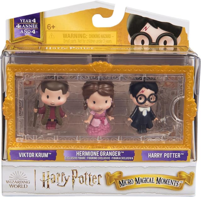 Detalle de Wizarding World Harry Potter Micro Magical Moments Sammelfiguren‑Multipack „Weihnachtsball“ (Harry, Hermine, Viktor Krum)