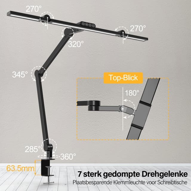 Detalle de Superhelle 24W LED Schreibtischlampe 1500 Lumen