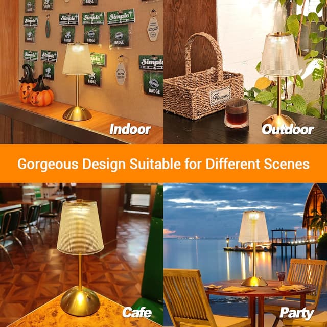 Detalle de Amingulry Cordless Table Lamp (Rechargeable, 3 Colour Modes & Stepless Dimmable Touch LED)