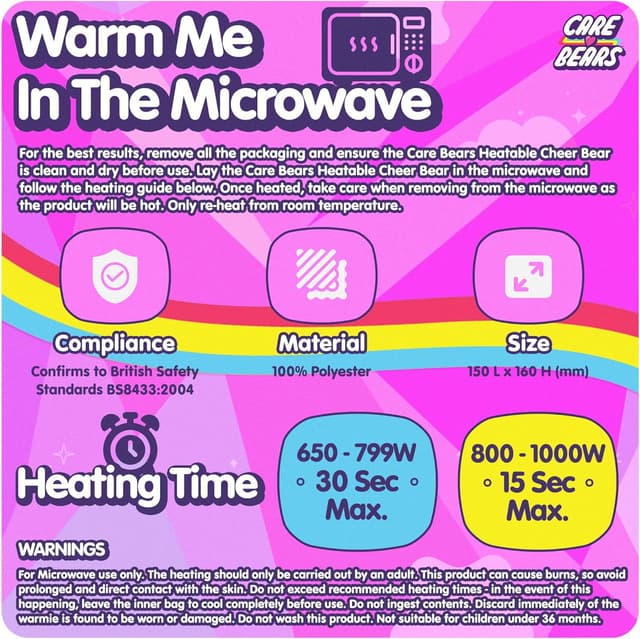 Thumbnail 6 de Care Bears Cheer Bear Heatable Plush (microwavable & chillable) – weighted comfort toy for soothing warmth
