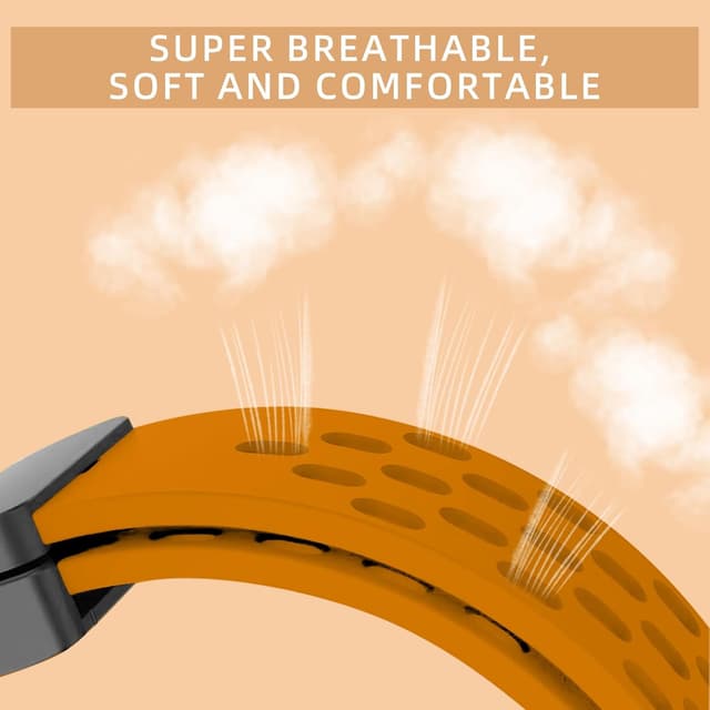 Detalle 2 de MaEiol 18mm Silicone Strap with Breathable Design for Huawei Watch GT 6/5/4 (41–42mm) & Select Garmin Models – Yellow