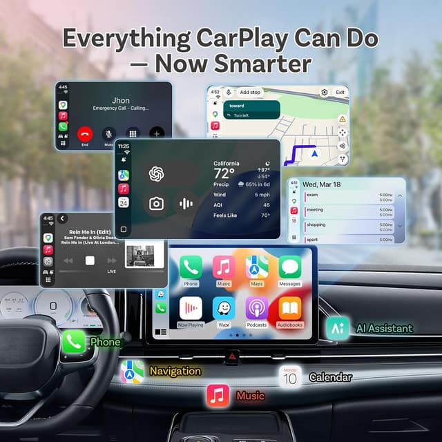 Detalle 2 de OTTOCAST 2026 Mini Slim Orange Wireless CarPlay 2-in-1